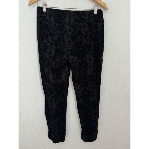 Zac & Rachel Women Pull On Pants Size M Black Stretch Tapestry Velvet Embossed - Picture 1 of 5